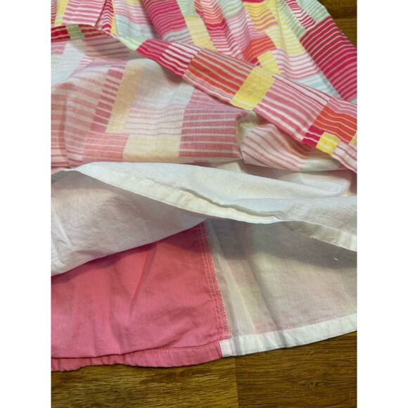 Kenzo Kids Girl’s Medium Pink Green Criss Cross Printed Apron Midi Sun Dress - Picture 8 of 9